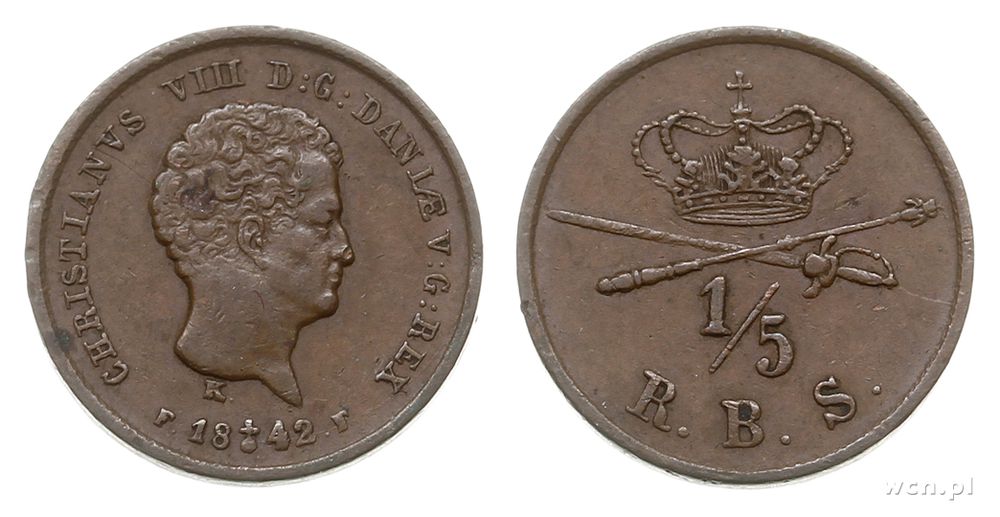 Dania, 1/5 szylinga, 1842