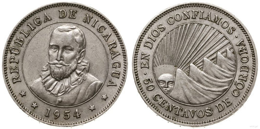 Nikaragua, 50 centavos, 1954