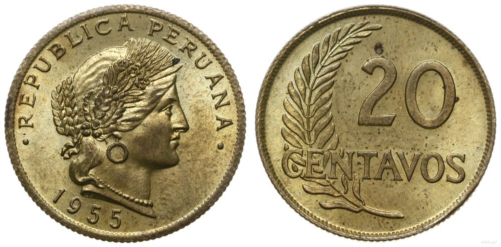 Peru, 20 centavos, 1955