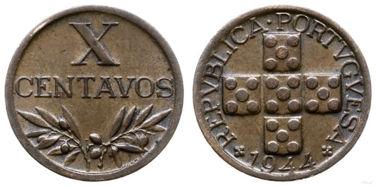 Portugalia, 10 centavos, 1944