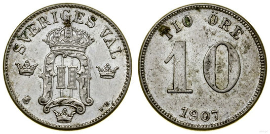 Szwecja, 10 öre, 1907 EB