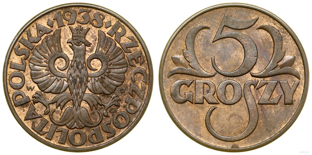 Polska, 5 groszy, 1938