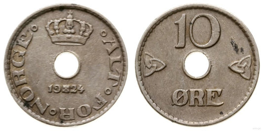 Norwegia, 10 öre, 1924