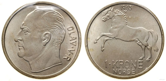 Norwegia, 1 korona, 1963