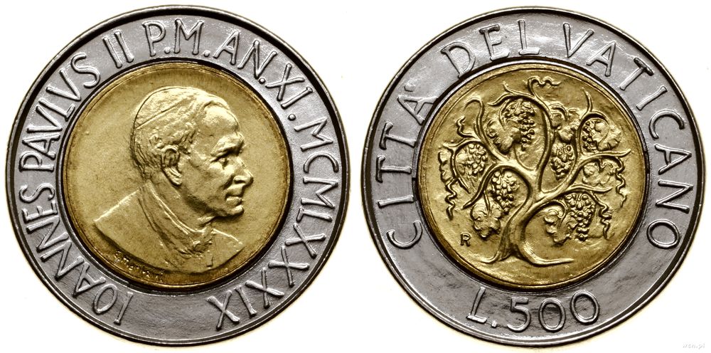 Watykan (Państwo Kościelne), 500 lirów, 1989