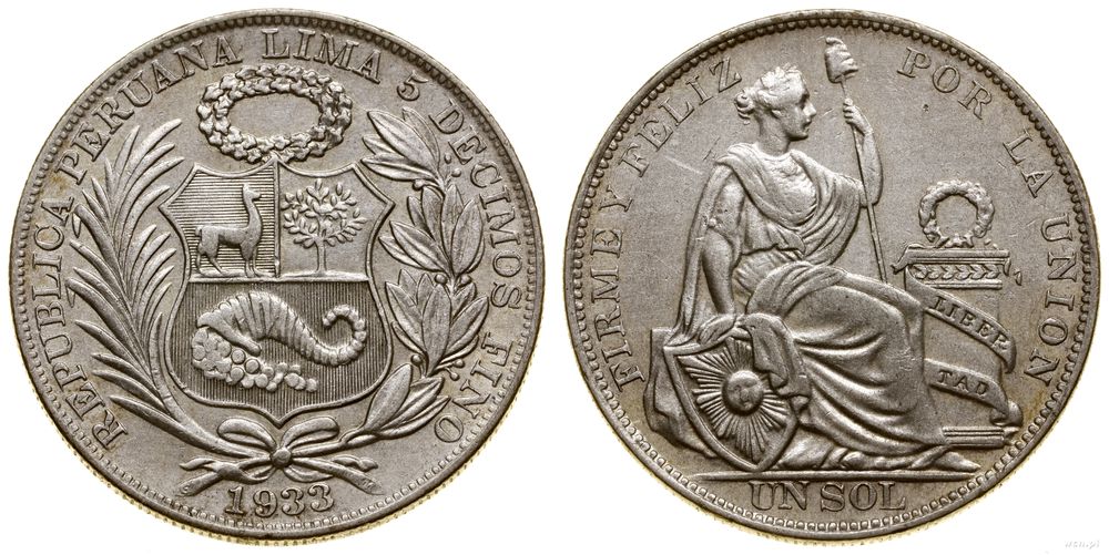 Peru, 1 sol, 1933