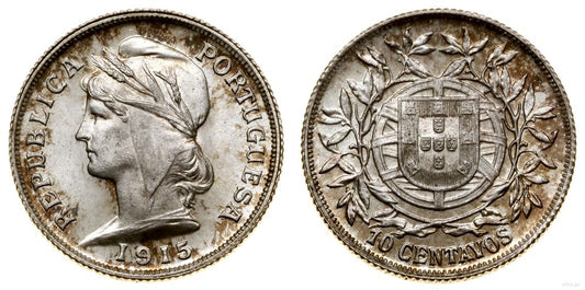 Portugalia, 10 centavo, 1915