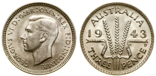 Australia, 3 pensy, 1943 D