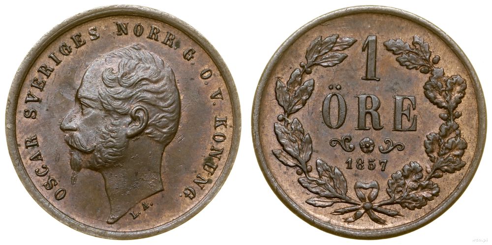 Szwecja, 1 öre, 1857