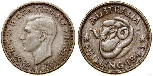 Australia, 1 szyling, 1943 S