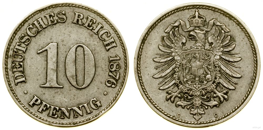 Niemcy, 10 fenigów, 1876 C