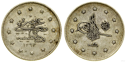 Turcja, 2 kurusza, AH 1293 + 28 (AD 1903)