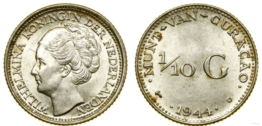 Curaçao, 1/10 guldena, 1944 D