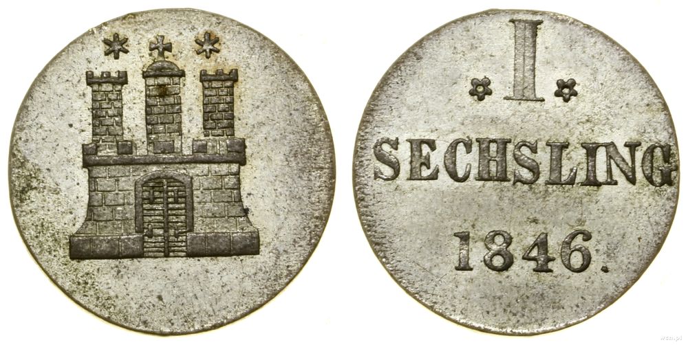 Niemcy, 1 sechsling, 1846