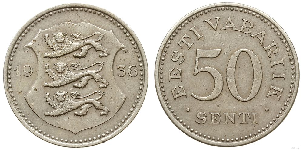 Estonia, 50 centów, 1936